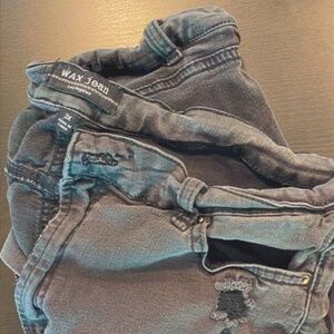 Wax Jean Shorts Womens Size M Black Distressed Cut Off Denim Jean Super Stretch